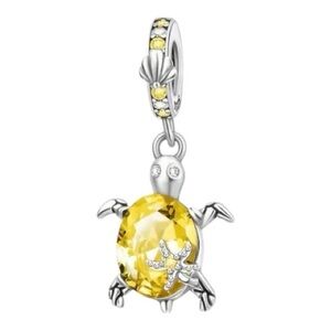 Sterling Silver Yellow Sea Turtle Charm Pendant